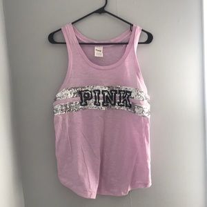 Pink sequence tank top
